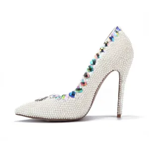 Point Toe Multicolor Glitter Rhinestone Pumps