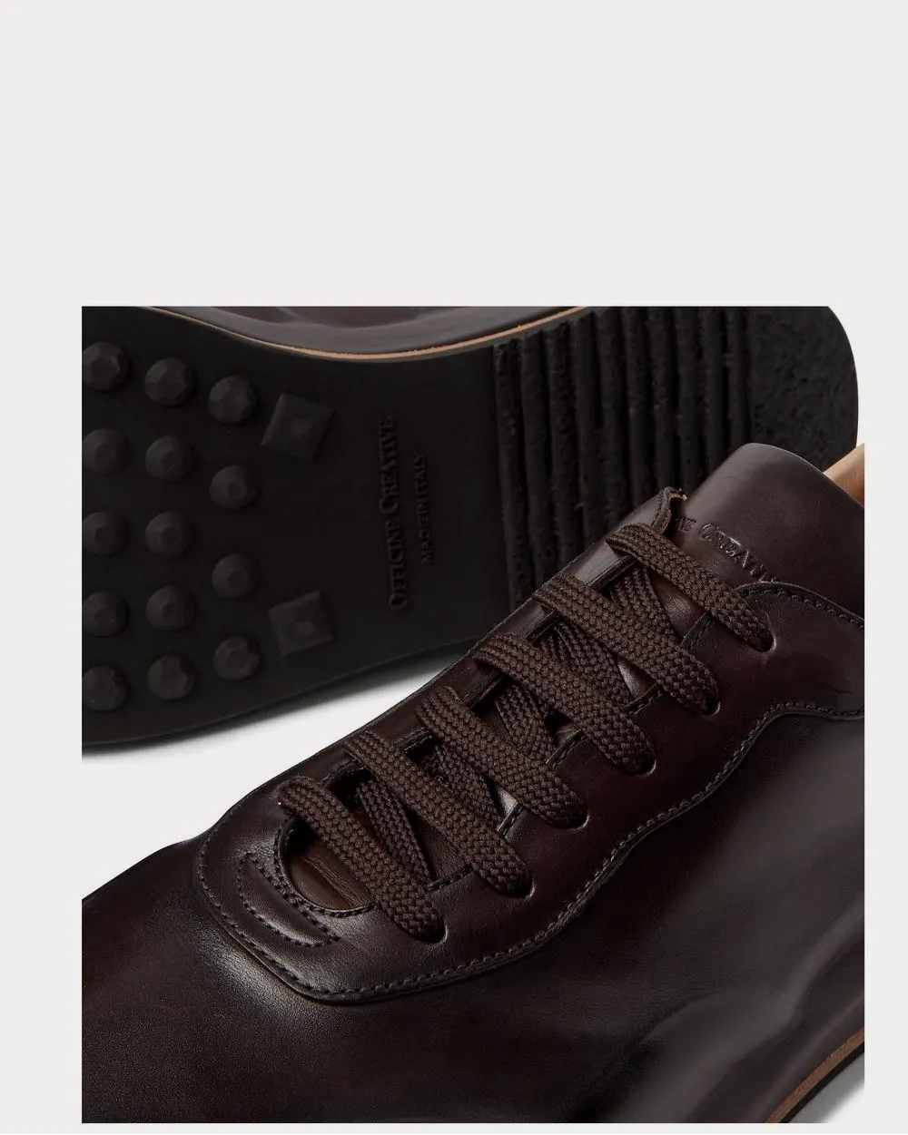 Race Lux Leather  Dark brown low top sneakers