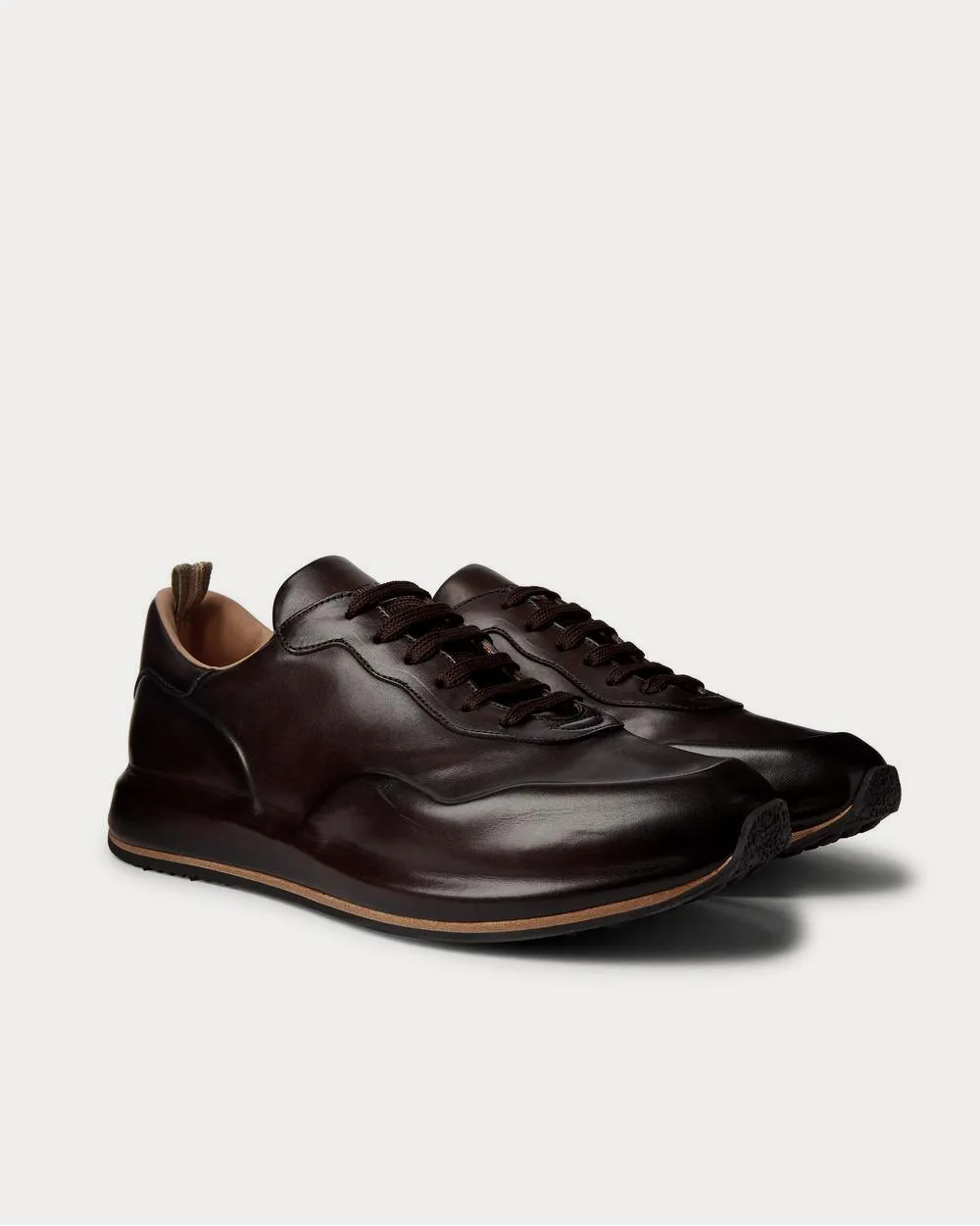 Race Lux Leather  Dark brown low top sneakers