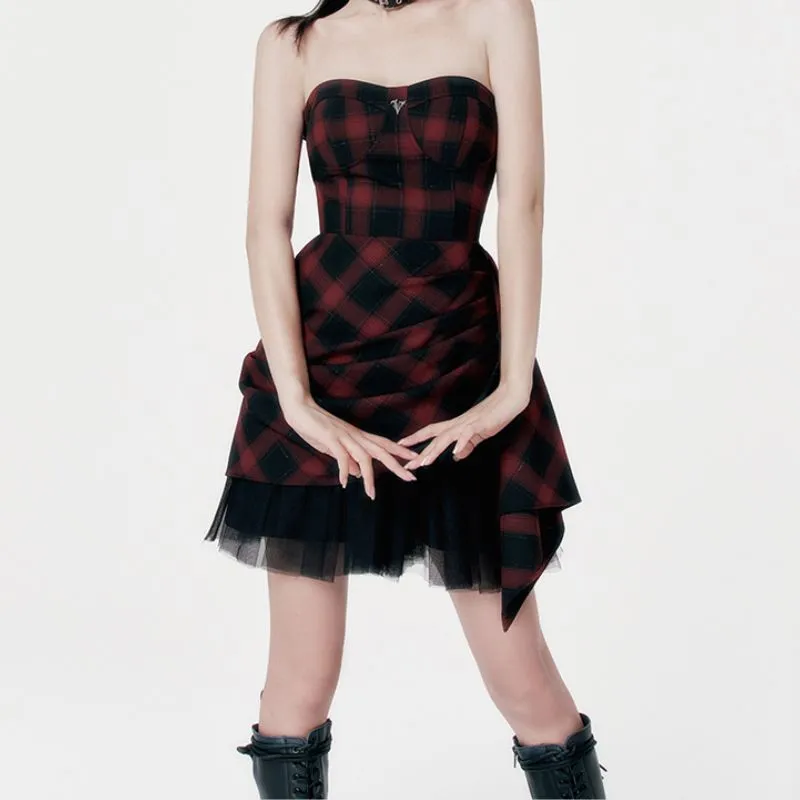 Red Tartan Steampunk dress