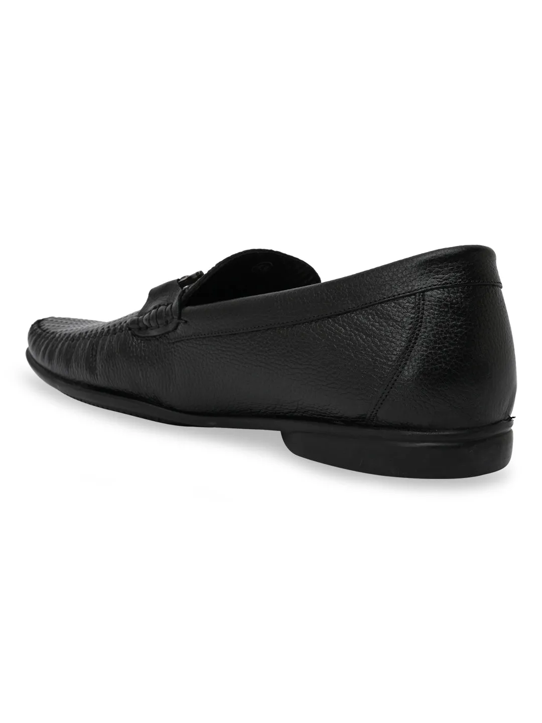 Regal Black Mens Textured Leather Loafers