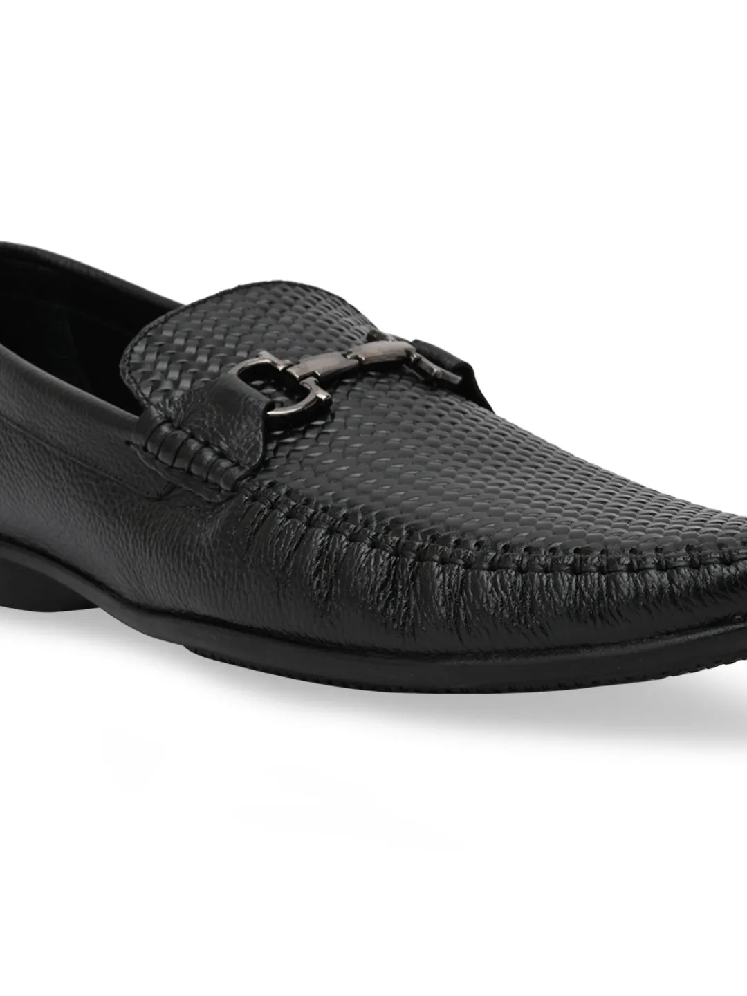 Regal Black Mens Textured Leather Loafers