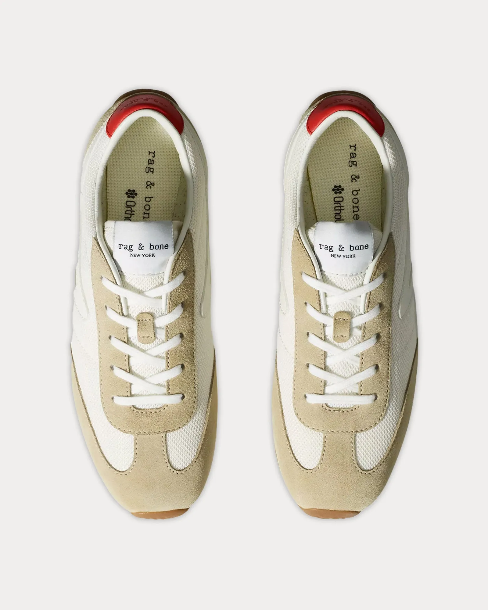 Retro Runner Slim Mesh Off White / Beige / Red Low Top Sneakers