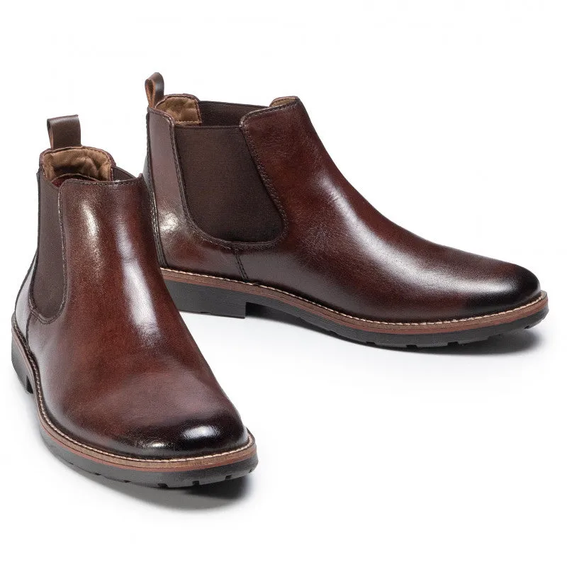 RIEKER Mens Leather Pull on Chelsea Boot in Brown