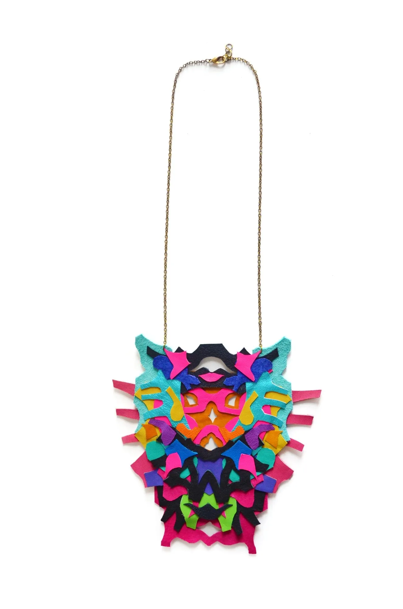 Rorschach leather necklace