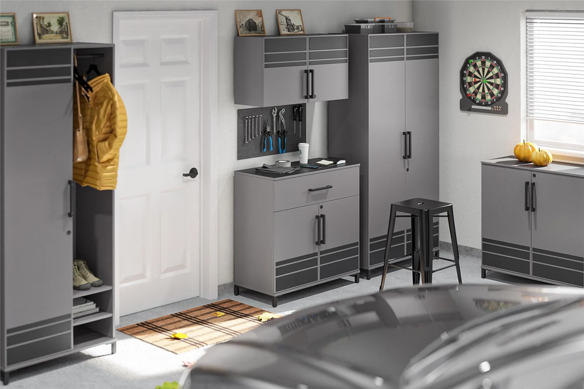 Shelby Tall Garage Cabinet with 1 Door & Hang Rod