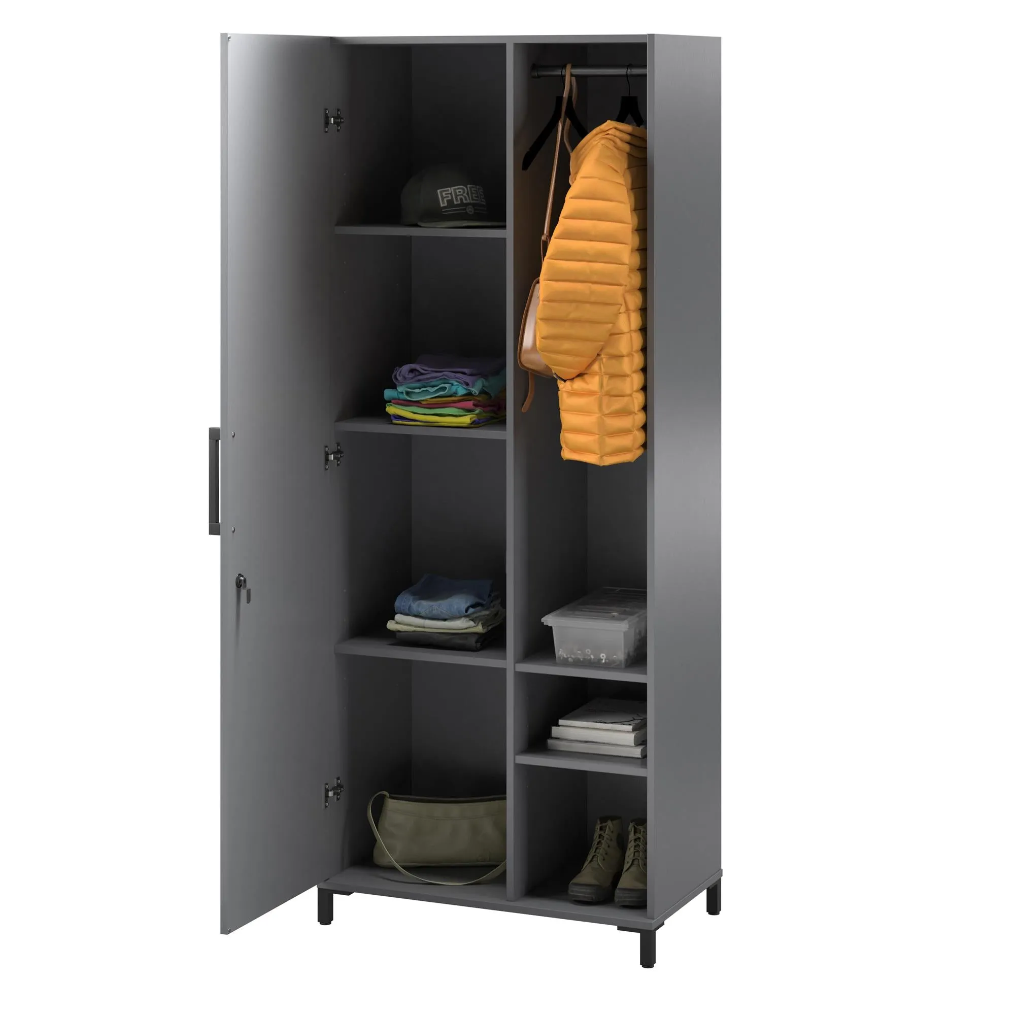 Shelby Tall Garage Cabinet with 1 Door & Hang Rod