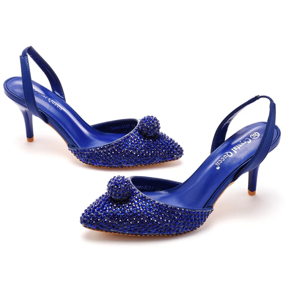 Shimmering Rhinestone Pointed-toe Stiletto Sandals