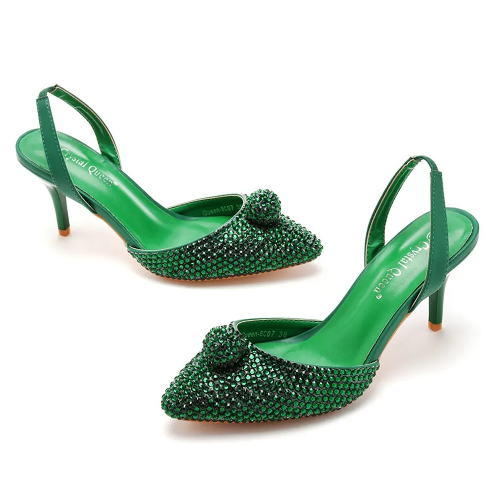 Shimmering Rhinestone Pointed-toe Stiletto Sandals