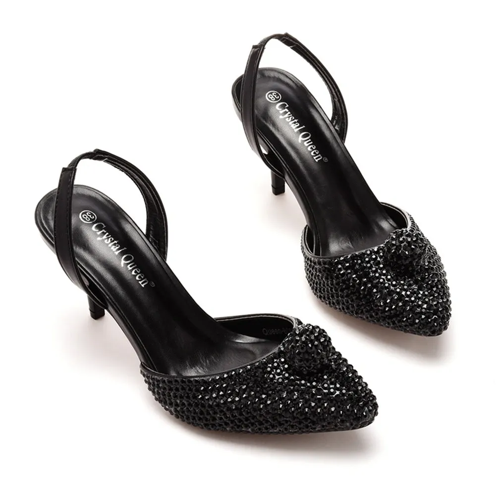 Shimmering Rhinestone Pointed-toe Stiletto Sandals