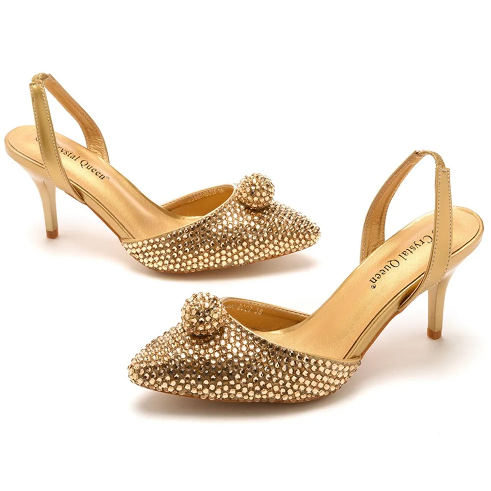 Shimmering Rhinestone Pointed-toe Stiletto Sandals