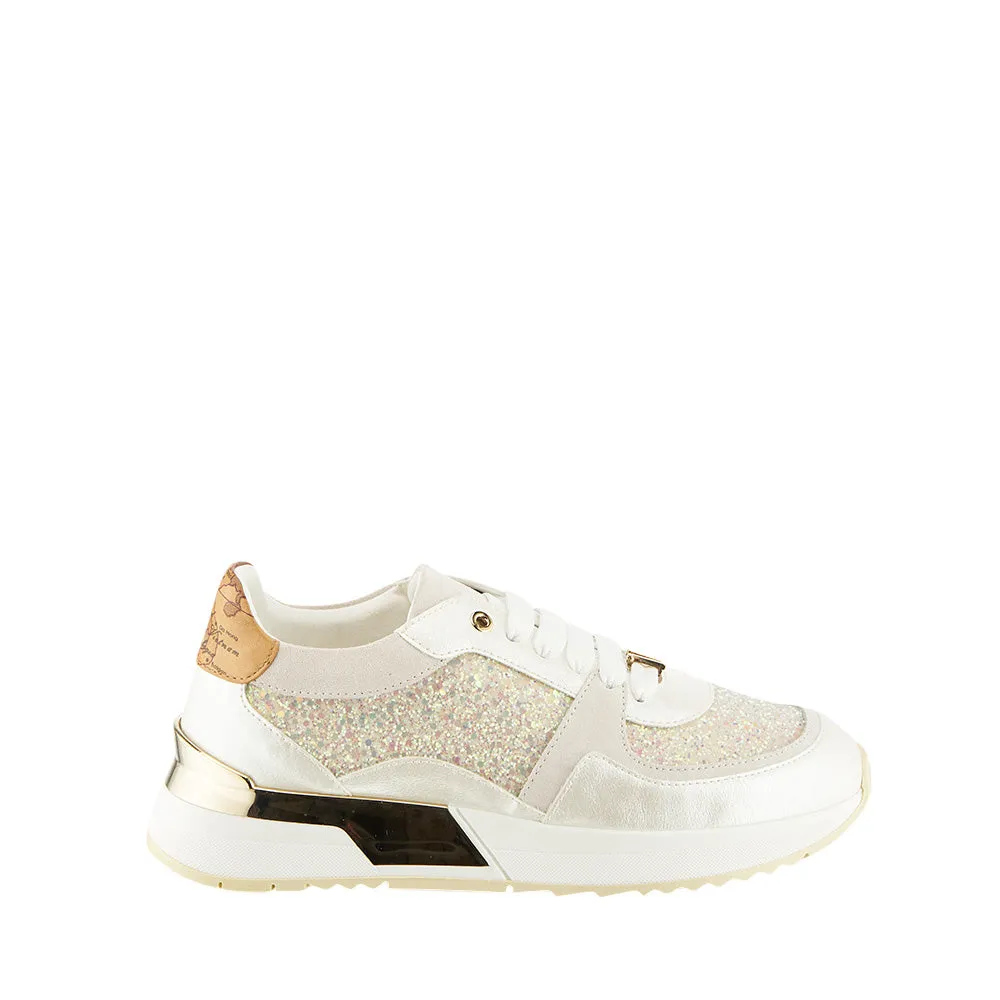 Sneakers Donna 1A Classe Alviero Martini in Pelle Bianca con Glitter P269