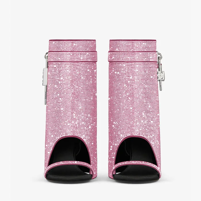 Sparkling Lock Buckle Fish Mouth Wedge Sandals