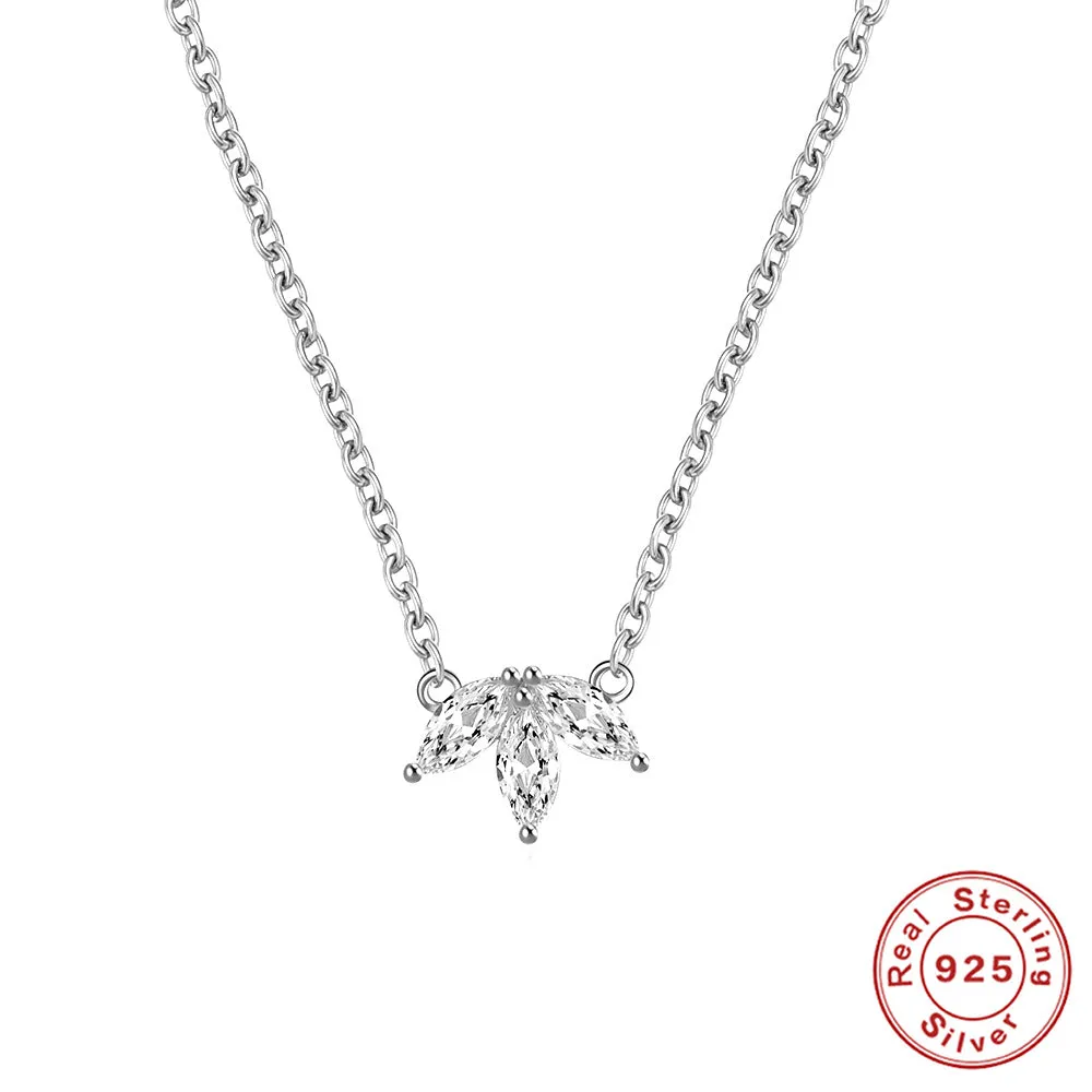 Square Silver Inlay Zircon Necklace