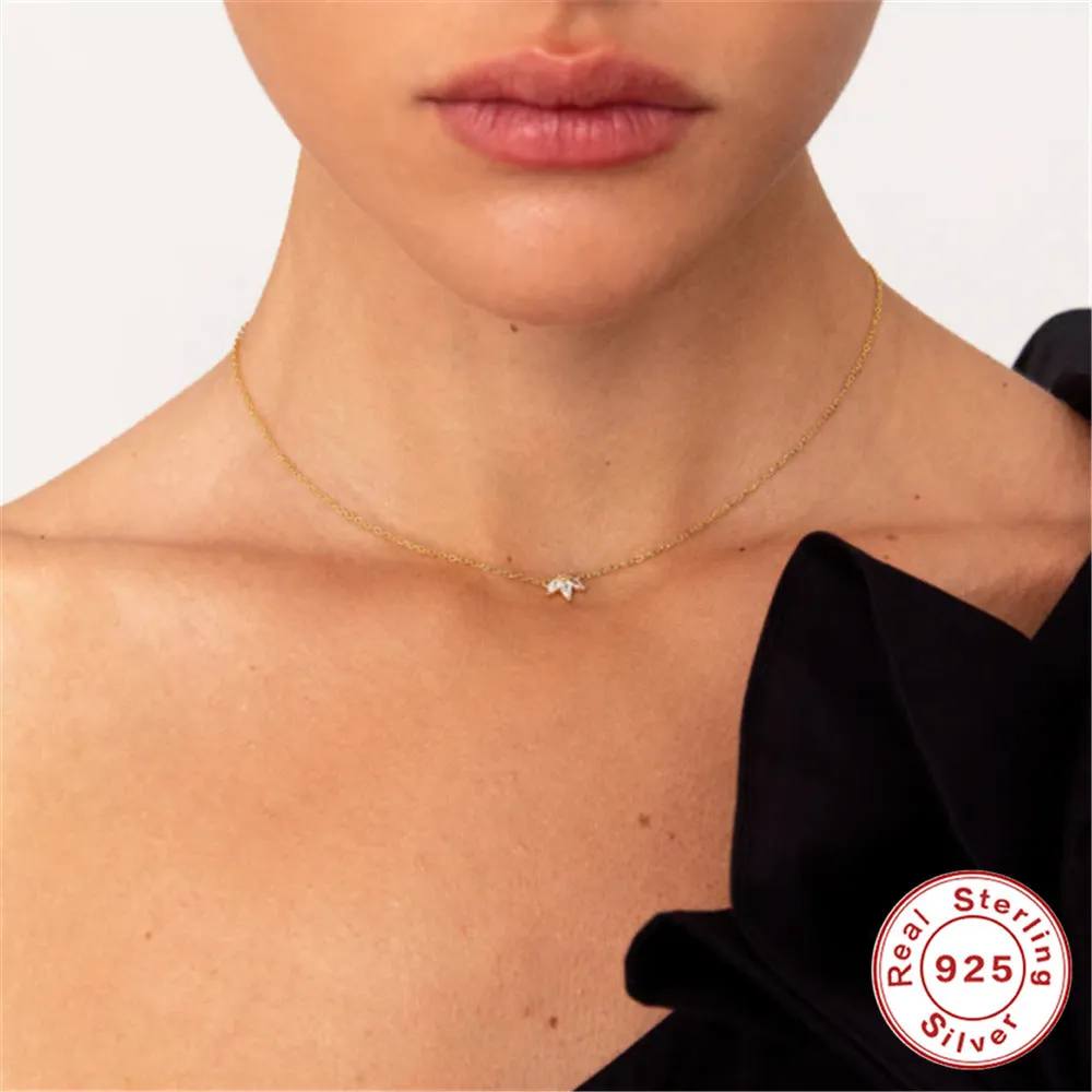Square Silver Inlay Zircon Necklace