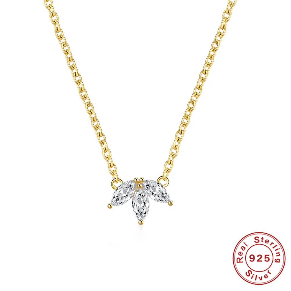 Square Silver Inlay Zircon Necklace