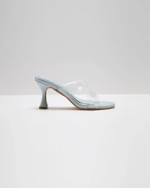 Transparent Cross Strapped Pumps - Light Metallic Blue