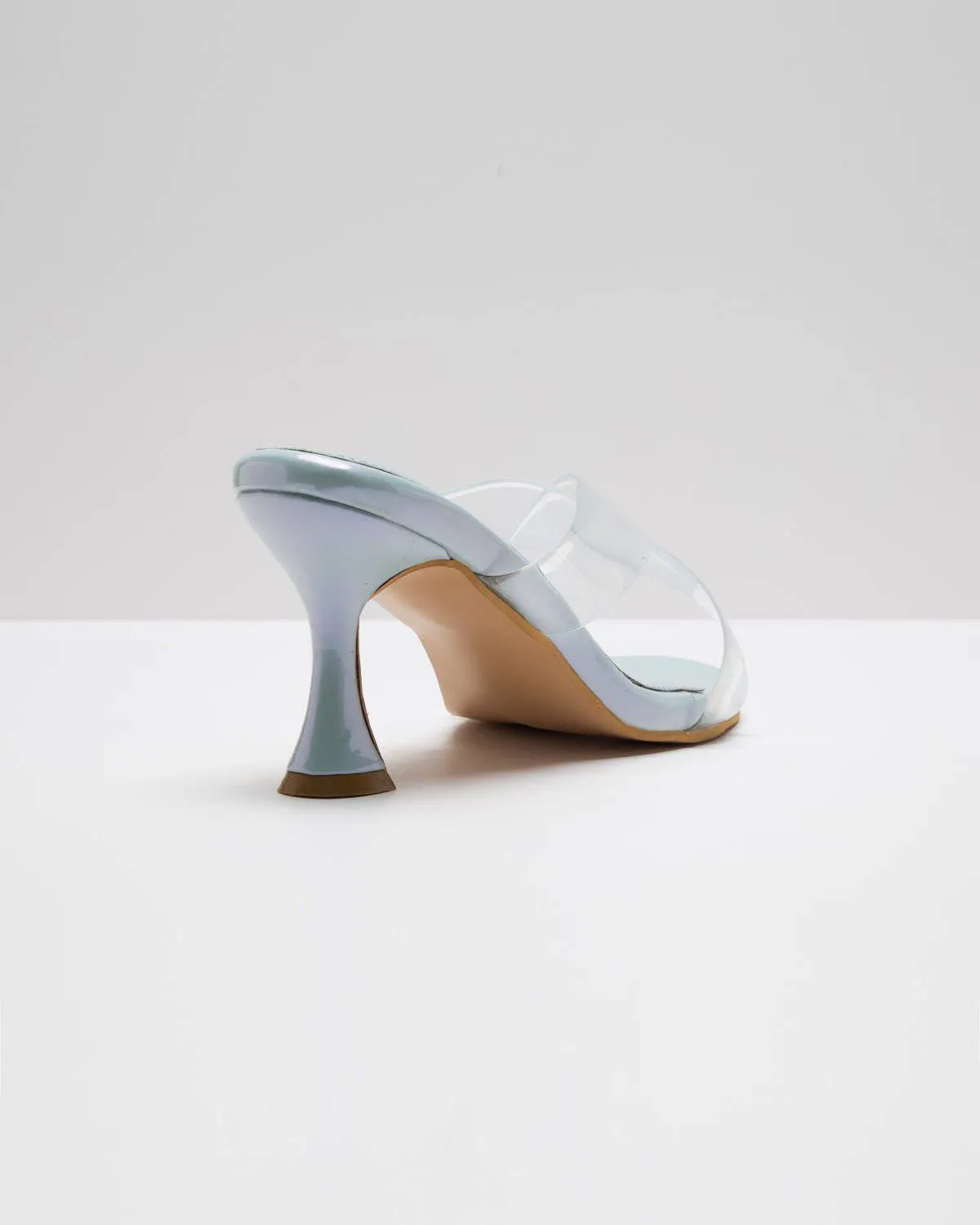 Transparent Cross Strapped Pumps - Light Metallic Blue