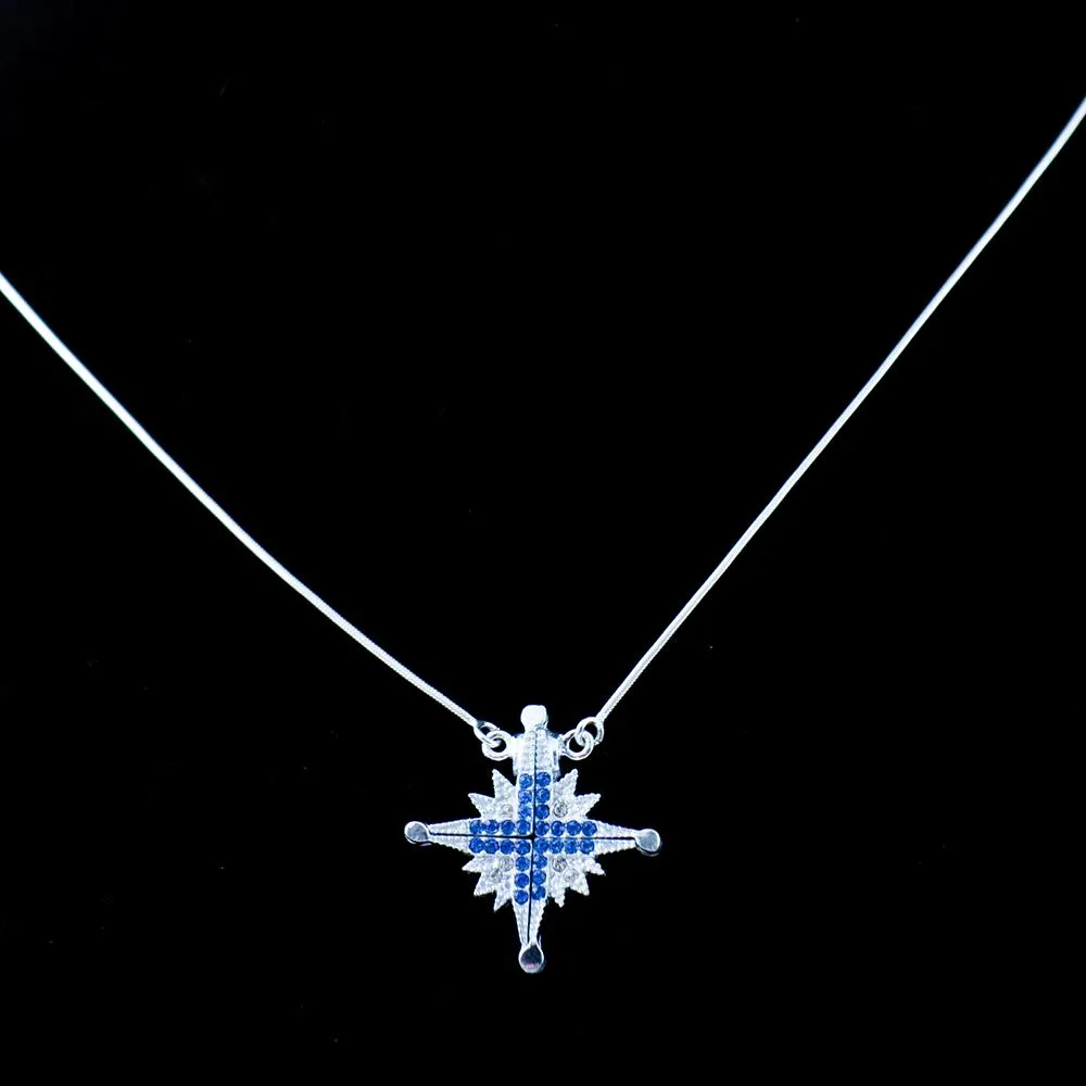 Two-Way Magnetic Star of Bethlehem Necklace with Blue Gemstones
