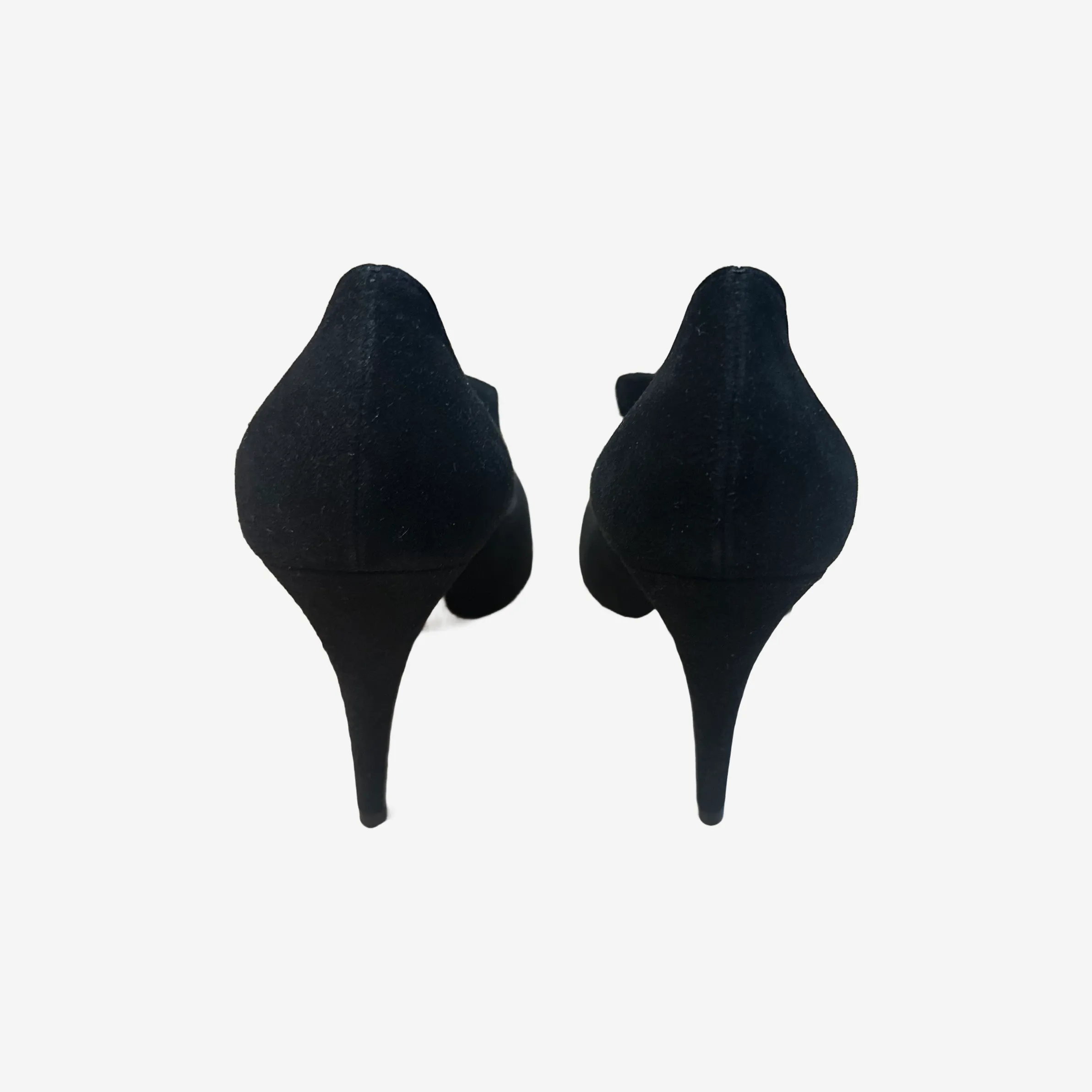 VALENTINO- PUMPS BLACK SUEDE WITH SILVER RHINESTONE EMBELLISHMENT SIZE 37,5 EU