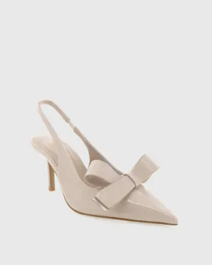 Vard Bow Slingback Pumps In Beige