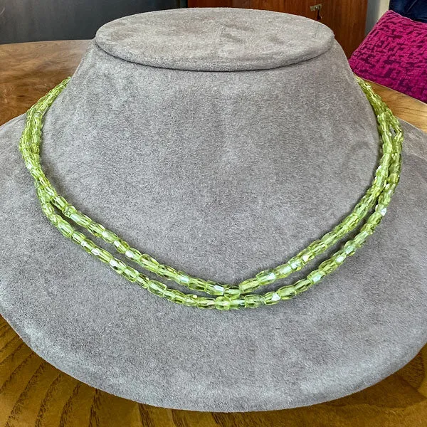 Vintage Peridot Bead Necklace