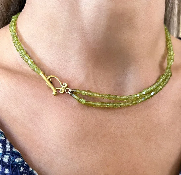 Vintage Peridot Bead Necklace