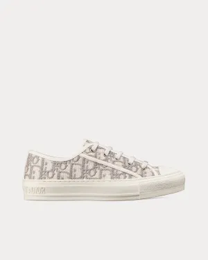 Walk'n'Dior Gray Stone Dior Oblique Embroidered Cotton Low Top Sneakers