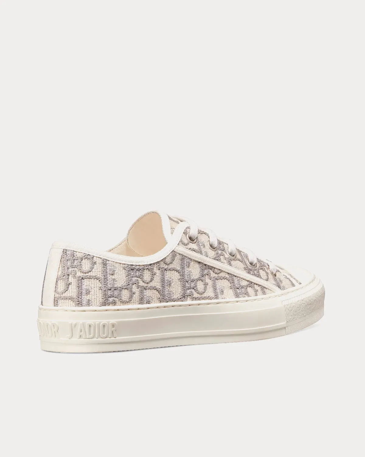 Walk'n'Dior Gray Stone Dior Oblique Embroidered Cotton Low Top Sneakers