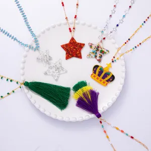 Wholesale Carnival Vintage Crown Pentagram Colorful Beaded Necklace
