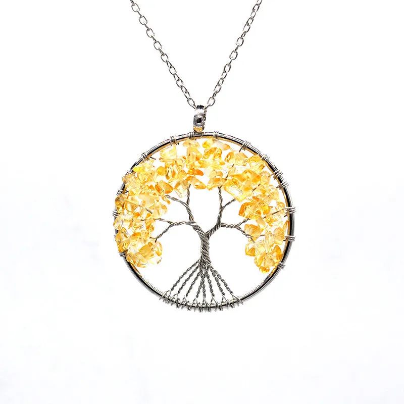 Wholesale Natural Colorful Crystal Life Tree Necklace
