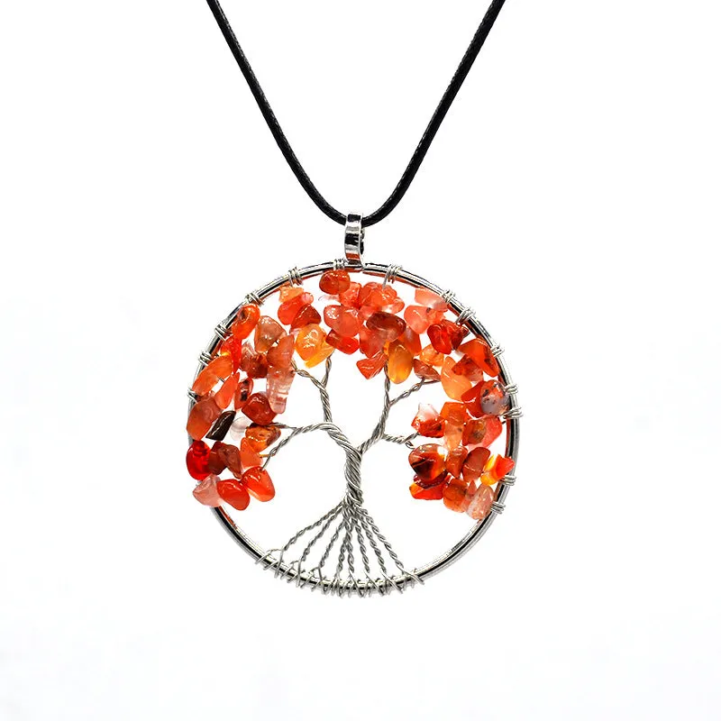 Wholesale Natural Colorful Crystal Life Tree Necklace