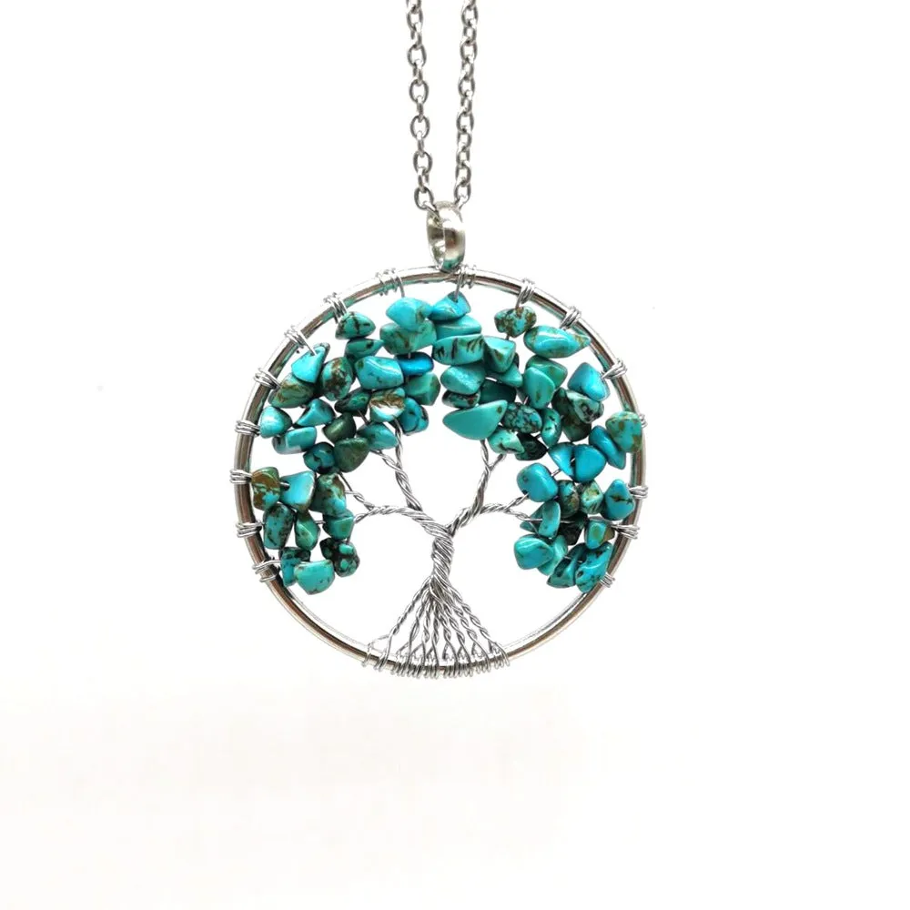 Wholesale Natural Colorful Crystal Life Tree Necklace