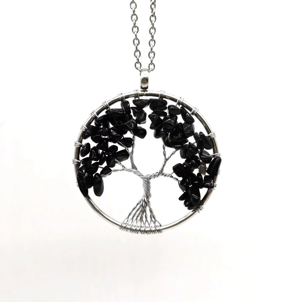 Wholesale Natural Colorful Crystal Life Tree Necklace