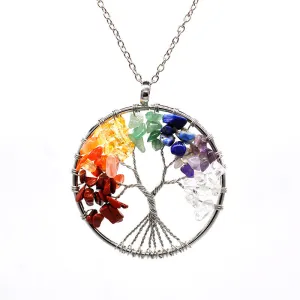Wholesale Natural Colorful Crystal Life Tree Necklace
