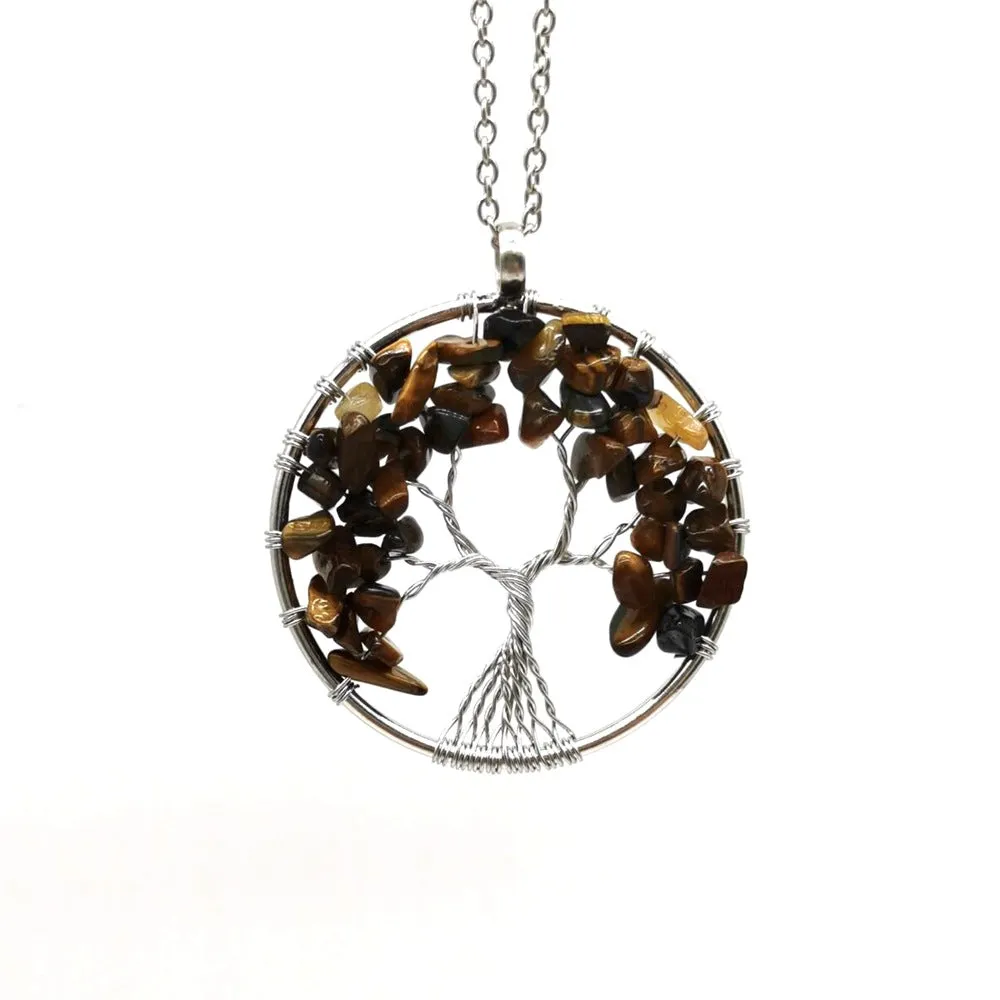 Wholesale Natural Colorful Crystal Life Tree Necklace