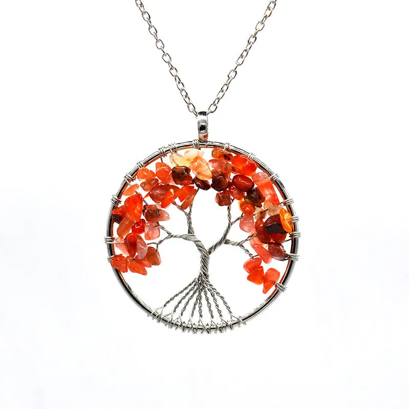 Wholesale Natural Colorful Crystal Life Tree Necklace