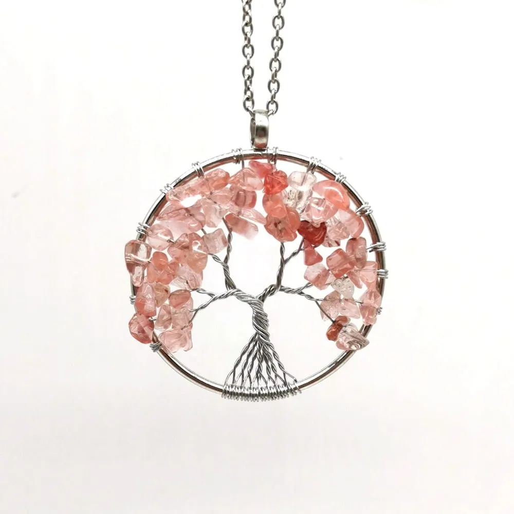 Wholesale Natural Colorful Crystal Life Tree Necklace