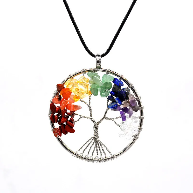 Wholesale Natural Colorful Crystal Life Tree Necklace