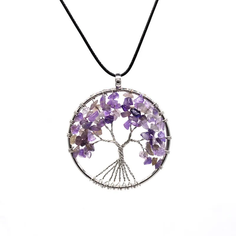 Wholesale Natural Colorful Crystal Life Tree Necklace