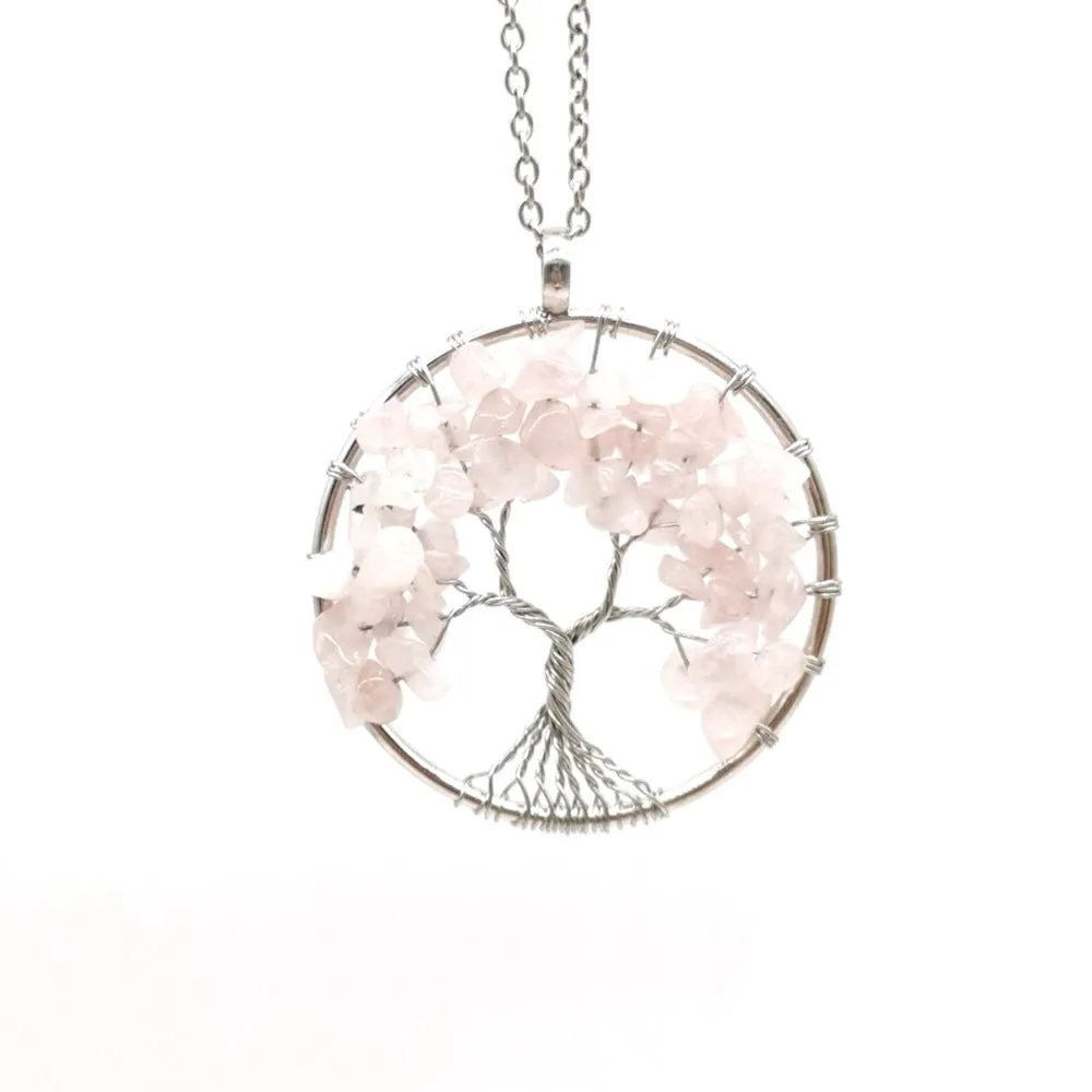 Wholesale Natural Colorful Crystal Life Tree Necklace
